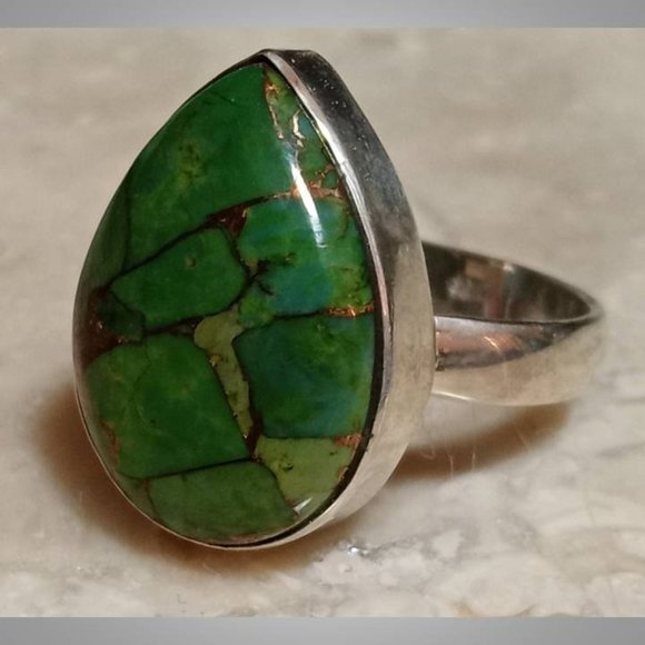 🔥LAST DAY! AUTHENTIC Mohave Green Turquoise sterling silver Ring sz 6 02 - Picture 5 of 7